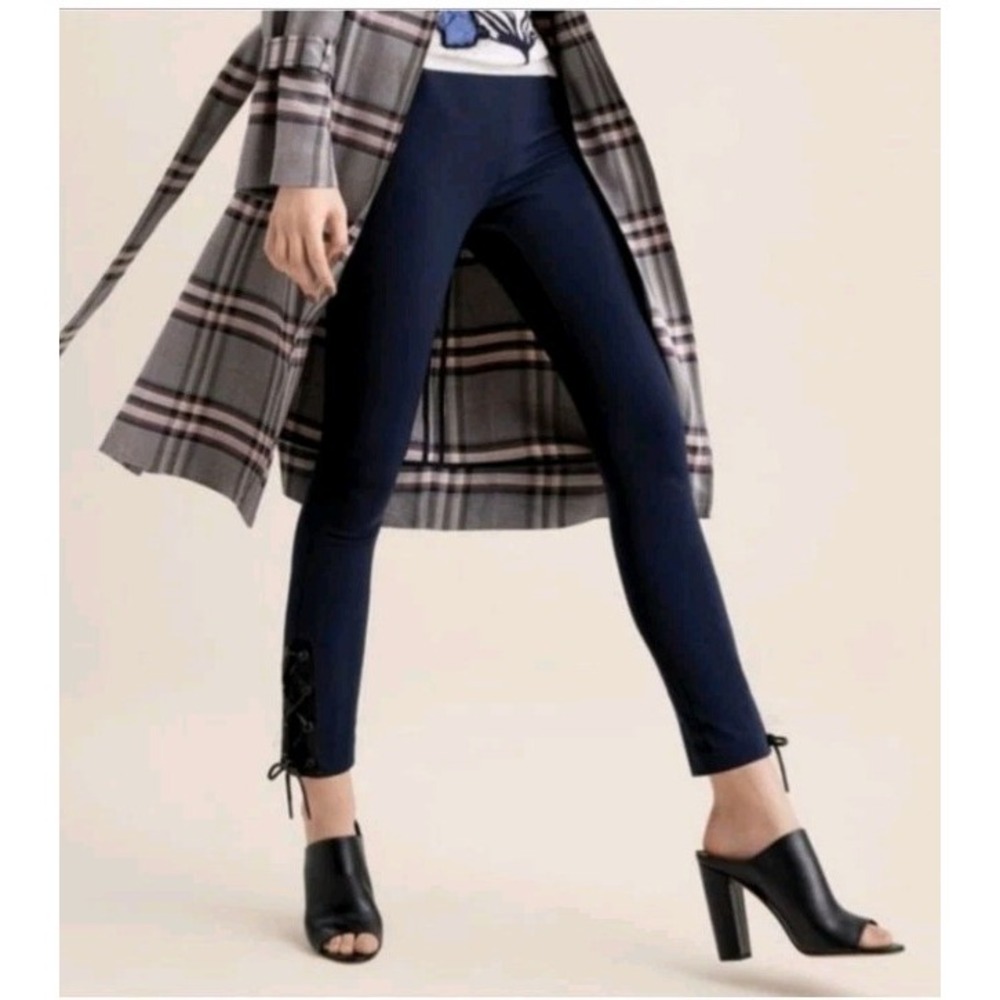 Rag & Bone Simone Lace Up Hem Navy Cropped Pants 6